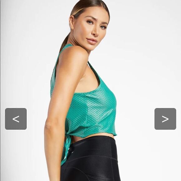 KORAL Raegan Shiny Netz Tank - Emerald Green Size S - Picture 3 of 8